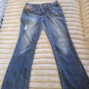 Amethyst Jeans Women's Distressed Blue Boot Cut